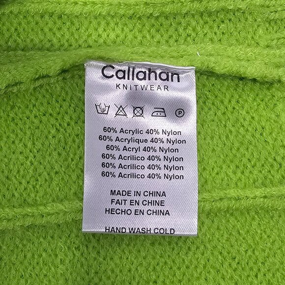 Callahan Pistachio Green Chunky Cable Knit Crew Neck Sweater Small Cropped Cozy - Picture 4 of 8